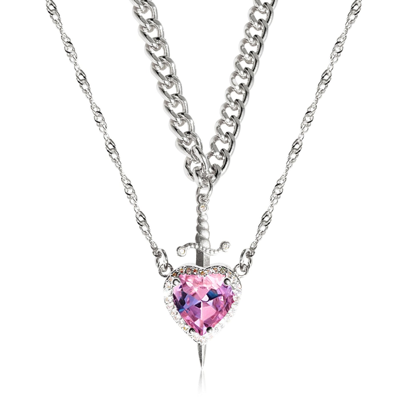 Heart & Dagger Necklace Set