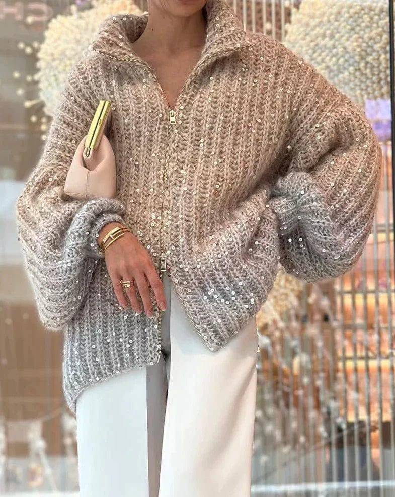 LuxeGlow™ Sequin Knit Cardigan